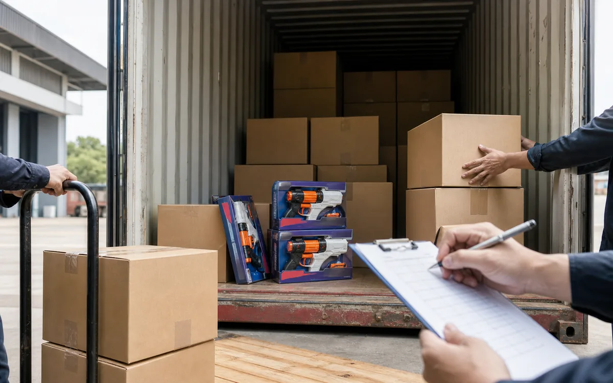 Representative export carton loading and shipment preparation